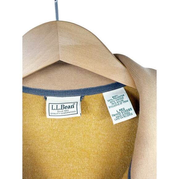 L.L. Bean Fleece 1/2 Zip Pullover Jacket Tan Brown Beige Size Large Regular Mens - Picture 2 of 7